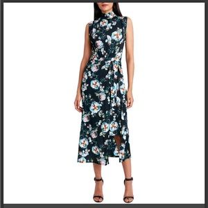 Bcbgmaxazria Floral Faux Wrap Midi Dress